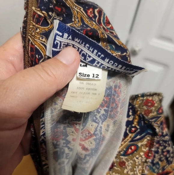 Vtg Jessica Howard By Mitchell Rodbell Womens Sz 12 Paisley Multi High Neck Maxi - Picture 12 of 12